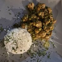 Spezzatino di soia al latte di cocco e riso basmati at Ma va' in Rome