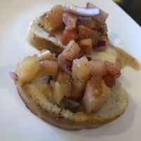 Bruschetta appetizer sample  at 3 Brothers Vegan Cafe in Copiague