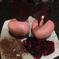 St Valentine's menu, dessert: mousse ai frutti di bosco e cioccolato (berries and chocolate mousse) at Lizard in Rome