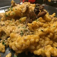 St Valentine's menu, first course: risotto con porcini e zucca (porcini and pumpkin risotto) at Lizard in Rome