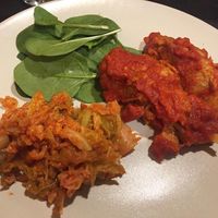 St Valentine's menu, second  course: involtini di fettine di legumi alla romana con verza stufata (beans slices rolls "alla romana" with stewed Savoy cabbage) at Lizard in Rome