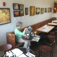 My sister browsing some of the reading material available  at Cadence in Guelph