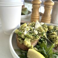Vegan smashed avocado- came with vegan feta  at The Beet Bar in Townsville
