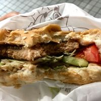 The vegan burger at Shālā Chuán in Taipei