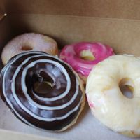 chocolate coconut, blueberry sugar, vanilla  at Vortex Doughnuts in Asheville