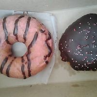 Chocolate covered Strawberries & Boston cream pie  at Vortex Doughnuts in Asheville