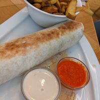Falafel set with their chili sauce at Beet in Luxembourg City