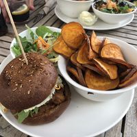 Pulled jackfruit with sweet potato chips and salad  at Beet in Luxembourg City