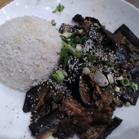 Glazed aubergine at Beet in Luxembourg City