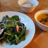 vegan Autumn Salad, Pumpkin Soup at Beet in Luxembourg City