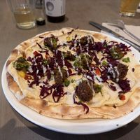Flatbread with hummuss  at Beet in Luxembourg City