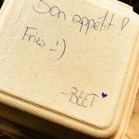 Cute personalised takeaway box at Beet in Luxembourg City