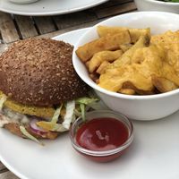 Crispy truffle burger with fries and cheddar cheese  at Beet in Luxembourg City