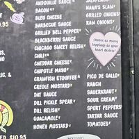TOPPINGS, this is the menu as of 11/12/2023  at Dat Dog - Freret St  in New Orleans