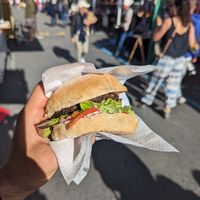 The burger at Loving Hut Caravan in Nelson