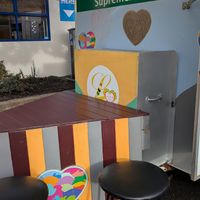 Covered seating area! at Loving Hut Caravan in Nelson