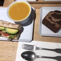 Baguettes sandwich Le Hummus, Carrot potage with turmeric and banana chocolate bread, all vegan! at CITRON in Tokyo