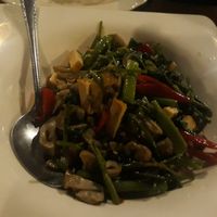 Fried veggies & tofu at The Riverside Restaurant in Lampang