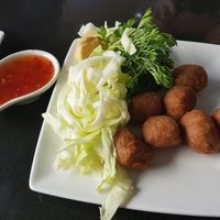 vegan sai krok (Isaan sausages) at Guan Yim in Lampang