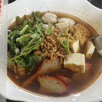 Spicy chewy noodle soupp  at Guan Yim in Lampang