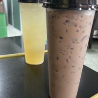 Milo and honey lemon drinks  at Guan Yim in Lampang