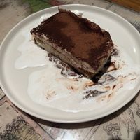 Tiramisu made of homemade sponge fingers biscuits  at Karuzo in Sarajevo