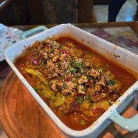 Oven-baked homemade seitan at Karuzo in Sarajevo