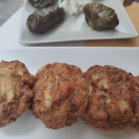 Zucchini croquettes & vine leaves at Kapilio in Crete