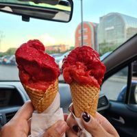 raspberry and strawberry sorbet  at Przystan na Lody in Bydgoszcz