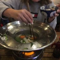 A finished hot pot at Goc Ha Thanh in Da Lat