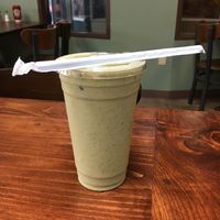 Green Monstah.
Made with Kale, Banana, and almond milk. at The Bridge Cafe in Manchester