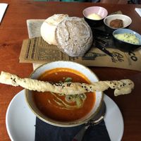 Bell pepper soup  at Eetcafe Spinoza in Leeuwarden