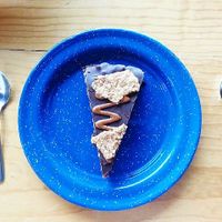 Chocolate peanut butter pie 💜 at Vitality Kitchen in Puebla