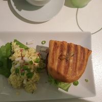 corba Burger mit Kartoffel Salat   at Cafe Corba in Bochum