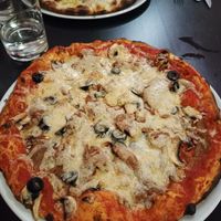 Seitan and mushroom pizza at NovaPizza Vegan Kitchen in Edinburgh