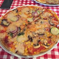 the aptly named 'vegan' vegan pizza  at NovaPizza Vegan Kitchen in Edinburgh