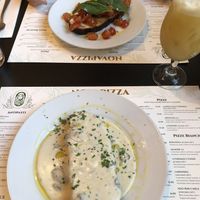 tomato bruschetta and 3 cheese & mushroom bruschetta   at NovaPizza Vegan Kitchen in Edinburgh