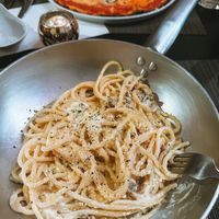 Carbonara in a pan (pretty cool)   at NovaPizza Vegan Kitchen in Edinburgh