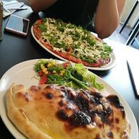 Vegan calzone and Vegan chicken mayo pizza at NovaPizza Vegan Kitchen in Edinburgh