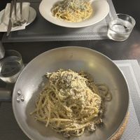 carbonara and caccio e pepe   at NovaPizza Vegan Kitchen in Edinburgh