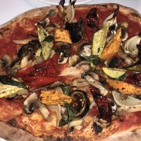 Marinara pizza with vegetables  at Nahman in Jerusalem