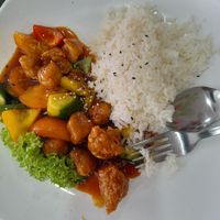 Mock sweet & sour pork rice (less rice) at Nature Vegetarian Delights 大自然素食 - Upper Serangoon in Northeast Singapore