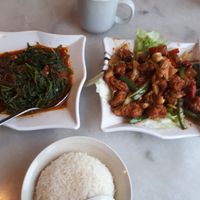 sambal kangkon and veg pork at Nature Vegetarian Delights 大自然素食 - Upper Serangoon in Northeast Singapore