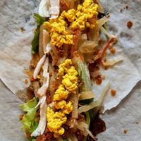 Inside of the popiah - everything is vegan at Nature Vegetarian Delights 大自然素食 - Upper Serangoon in Northeast Singapore