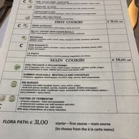 Menu  at Flora in Verona