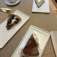 3 chocolate cake, cake with kiwi and white chocolate, pear and chocolate cake   at Flora in Verona