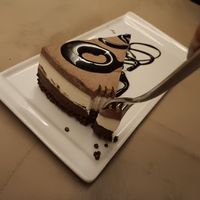 Three layered chocolate torte at Flora in Verona