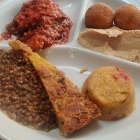 This plate of food cost 20€. It is too bad that you can't take the food yourself, you have to ask them to give it to you. I asked for a little bit of hummus and got a whole lot  at Flora in Verona