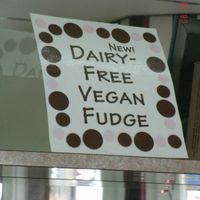 Sign in store.  Plus sign in door.... at Ryba's Fudge Shop in Mackinac Island