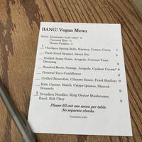 Vegan menu 😍 at Bang in Charlottesville